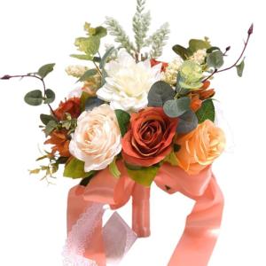 Künstlicher roter Rosen-Blumenstrauß mit Spitzenband, Blätter, Simulationsstrauß für Valentinstag, Hochzeit, Braut, Requisiten, Geschenk