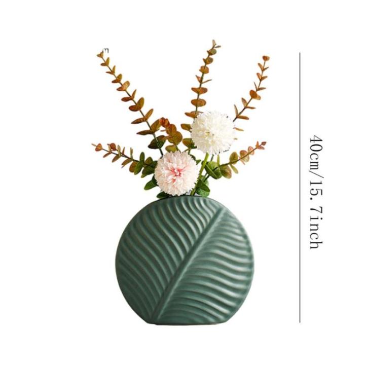 Kunstblumen Gefälschte Blumen in Keramikvase, blattförmige Vase, für Heimzimmer, Schreibtischdekoration, Hochzeit, Küche, Esszimmer, Partys, Dekorationen für jeden Anlass