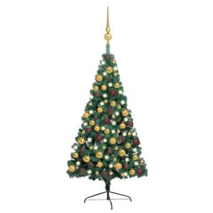 Künstlicher Halb-Weihnachtsbaum Beleuchtung Kugeln Grün 150 cmGün und Golden