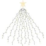 3 m kerstboomverlichting met ring, 10 slingers en piek-ster, 360 led-lampjes, lichtketting, dennenboom, kerstboom lichten met 8 modi, warm wit
