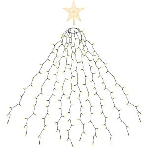 3 m kerstboomverlichting met ring, 10 slingers en piek-ster, 360 led-lampjes, lichtketting, dennenboom, kerstboom lichten met 8 modi, warm wit