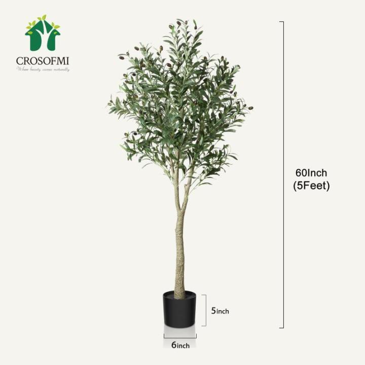 Kunstmatige olijfboomplant, 150 cm, kunstvorm, zijden boom, perfecte in pot voor binnen en buiten, verpakking van 2 stuks