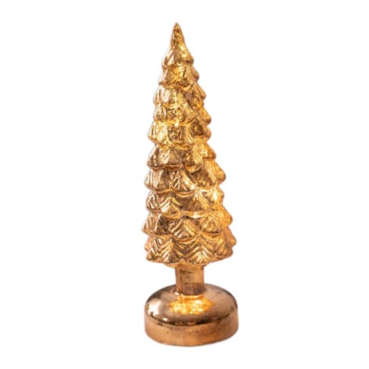 Beleuchteter Tisch-Weihnachtsbaum, Weihnachtsschmuck, Nachtlicht, Nachtlampe für Kaminsims, Schlafzimmer, Fenster, Regal, Wohnzimmer, S Gold
