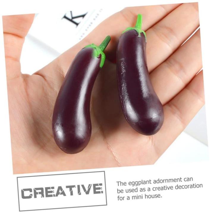 3 Sätze Simulation Aubergine Dekoratives Auberginenmodell Hausmodell-Dekoration Miniatur Landschaftsbau Mini Dekor Mini-Spielzeug Puppenzubehör Tragen PVC 4 Stück * 3
