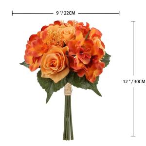 Kunstbloemen kunstboeket kunstplant bloemstukken set van 2 hortensia rozenboeket hoogte 30 cm decoratieve plant voor arrangementen feestdag tafel of bruiloft
