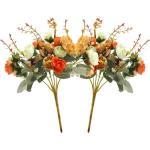 21 kunstzijden rozen, 2 bundels , decoratieve kleine boeketten , kunstboeket, realistisch plastic boeket voor huis, feest, taartdecoratie