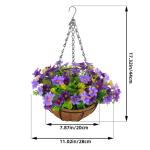 Künstliche Hängeblumen im Korb für Terrasse, Rasen, Gartendekoration, für die Dekoration Von Außen- und Innenräumen – Lila