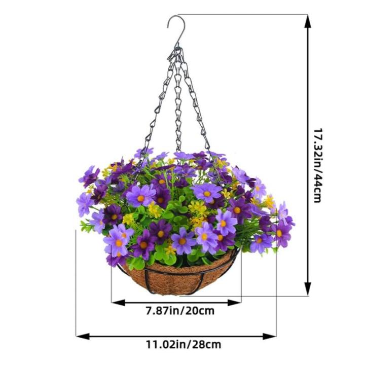 Künstliche Hängeblumen im Korb für Terrasse, Rasen, Gartendekoration, für die Dekoration Von Außen- und Innenräumen – Lila