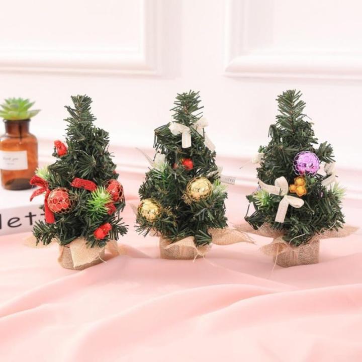 Künstlicher Mini-Weihnachtsbaum mit Ornamenten, kleiner Tannenbaum, Mini-Desktop-Weihnachtsbäume für Weihnachten, Zuhause, Büro, Dekoration (Nr. 5), 20 cm