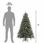 Weihnachtsbaum mit Tannenzapfen und Beeren, schneebedeckter künstlicher Weihnachtsbaum mit PVC-Zweigspitzen, einfache Montage mit Metallsockel für Zuhause, Büro, Partydekoration