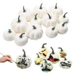 12 stuks kunstpompoenen, decoratieve pompoen, kunstplantset voor Halloween, decoratie, herfstdecoratieset, 6 groot + 6 klein