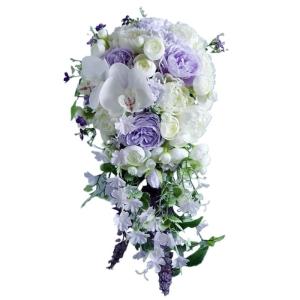 Hochzeitsstrauß for die Braut mit künstlichen Blumen, romantischer lila Brautstrauß, echter Brautstrauß for den französischen Hochzeitsstrauß