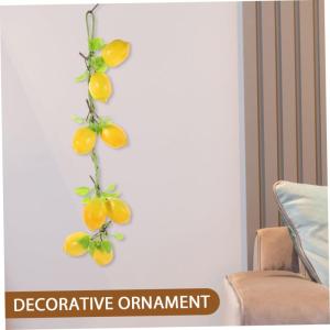 2 Saiten Zitrone Garnieren Künstlicher Zitronenbaumstamm Sommerfruchtgirlandenkranz Zitronen-tischdekoration Sommer-zitronenkugel-Ornamente Simulation Zitronenstütze Yellow Plast