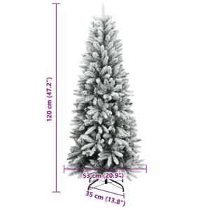 Kunstkerstboom, dennenboom met sneeuw, led-verlichting, 150 leds, 120 cm, kerstboom met metalen standaard, kerstdecoratie kunstboom, decoratieve boom
