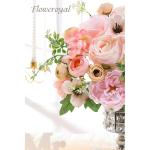 Künstliche Blumen Combo Rosa Blumen Mix Seidenblumen Rosen Pfingstrosen mit Stielen für DIY Hochzeit Brautsträuße, Babyparty, Blumenarrangement, Tischaufsätze, Heimdekoratione