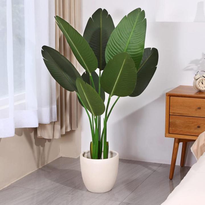 Kunstplant, paradijsvogel, boom, 120 cm, plastic plant, palm in pot, tropisch Hawaï, groen, nepplant, voor slaapkamer, woonkamer, tuin, deco (2 stuks)