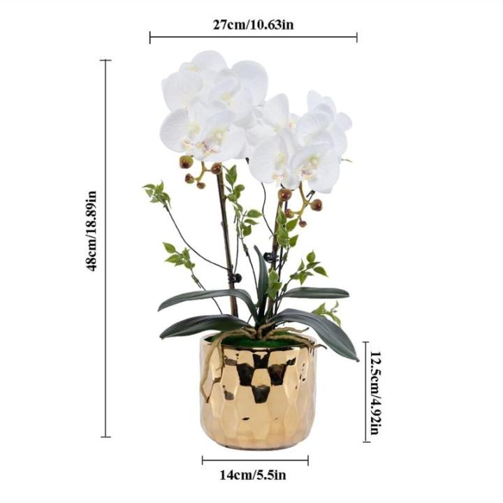 Kunstblumen Künstliches Blumen-Set, goldene Keramikvase mit künstlicher Schmetterlings-Orchidee, Arrangements für den Esstisch für Hochzeitsfeiern für jeden Anlass