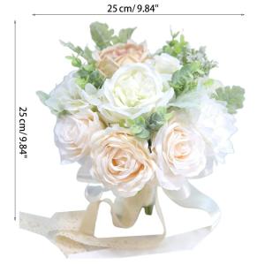 Künstlicher Rosenblumenstrauß mit Spitzenband, Simulation Hochzeitsstrauß für Valentinstag, Hochzeit, Braut, Fotografie-Requisiten