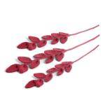 Gry & SIF Kunstbladtakken, flexibele steel, decoratieve tak van vilt, kunstplant, boeket binden, bruiloften, doe-het-zelfprojecten, handgemaakt, Fairtrade, 30 cm, 3 x wijnrood