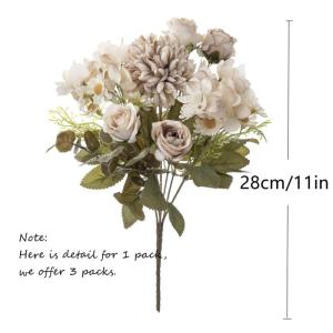 Künstliche Blumen,Kunstblumen wie echt Blumen Deko Künstlich Pfingstrose Seide Hortensien Dekoration Blumenarrangements Hochzeit Blumenstrauß(Hellbraun)