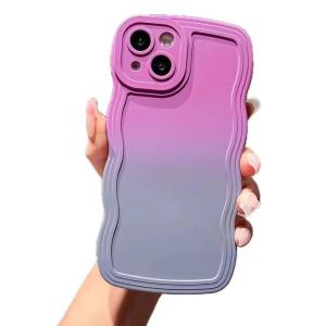 Miagon Gradient esthetische golfhoes voor iPhone XS/X, schattige golven, telefoonhoes voor dames en meisjes, krullend frame, design, siliconen TPU bumper beschermhoes