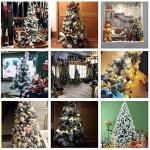 Weihnachtsbaum, komplett dekorierter Tannenbaum, solide Metallbeine, natürlich Alpin, für drinnen und künstlicher Weihnachtsbaum, beflockt, schneebedeckt, dekorierte Bäum，A-1