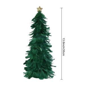Einzigartiges Federbaum-Design, festlicher Tafelaufsatz, Weihnachtsdekoration, handgefertigte Figur mit Sternaufsatz, Ferienhaus für Neujahr, Grün