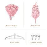 150 cm kerstboom bevlokt roze met volle vlokken decoratie met sneeuwvlokken, 600 takjes, dennenbladeren van pvc en stabiele basis, kerstboom voor kerstdecoraties