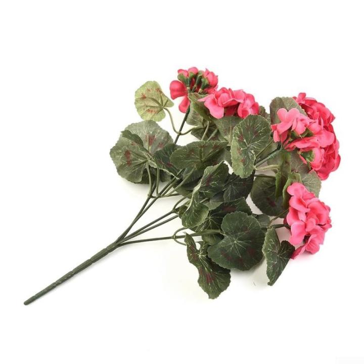 Künstliche Geranien, Blumen, künstliche Pflanze, Geranie, Busch, Blumen, künstliche Flora, Heimdekoration, Zubehör, künstliche Pflanzen (dunkelrosa)