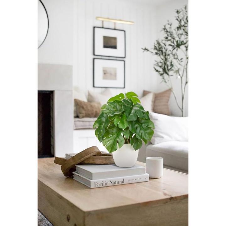 Set van 2 28 cm in pot voor woondecoratie, kunstkamerplanten, bloemstukken, thuis en op kantoor, desktop, bonsai, met potten, tafeldecoratie huis, balkon, kantoor decoratie