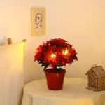 Künstlicher Weihnachtsstern Im Topf mit Licht, Künstliche Bonsai-Blume, Topfpflanze mit Topf für Weihnachtsfeier, Weihnachten, Urlaub, Zuhause, Esstisch, Büro, (A)