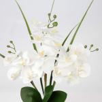 Kunstblumen Orchidee Künstliche Kunstpflanze Phalaenopsis Weiß Blumen Deko Höhe 49 cm, Fest verankert im Keramiktopf