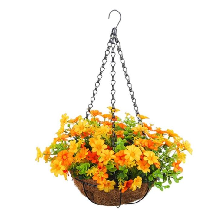 Künstliche Hängende Blumen Für Den Außenbereich – Hängende Blumenkörbe Für Draußen, Hängender Gänseblümchenkorb-Blumentopf | Künstlicher Hängender Blumenkorb Für Zu