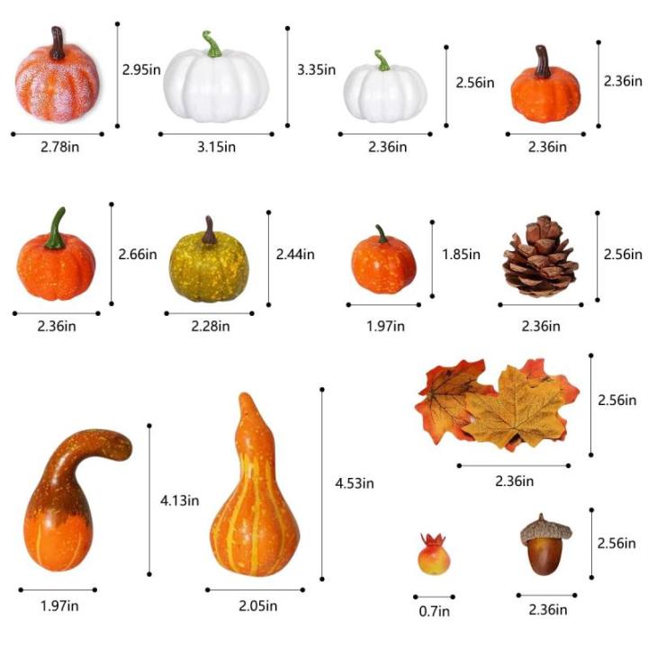 88 stuks Halloween kunstmatige pompoenen herfstdecoratie set pompoen esdoornbladeren eikelset dennenappels voor Halloween Thanksgiving feestelijke feestdecoratie accessoires