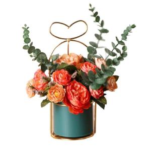 Kunstblumen Künstliche Blumen mit Topf, tragbare Blumenarrangements Kunstpflanze für Zuhause, Hochzeit, Party, Büro, Herzstück, Dekoration für jeden Anlass
