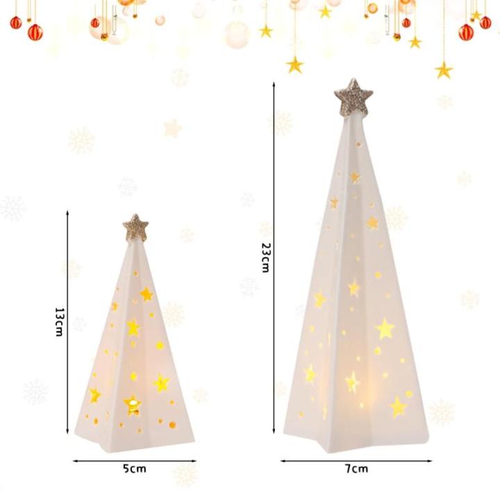 Weihnachtsbeleuchtung Weihnachtsbaum mit LED Licht, Weihnachtsdeko Innen Beleuchtete Keramik Weihnachtsbaum mit Stern Weihnachten Tischdekoration für Weihnachten Deko (A)