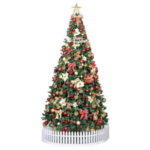 künstlicher Weihnachtsbaum, fichten-Weihnachtsbaum, vordekoriert für Party, zuhause, büro, geschäft, klassenzimmer, einfache Montage, metallständer, grün, 11,5 fuß, das Neue