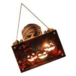 Kürbisschild Outdoor-Wandkunst | Kürbisschild Rustikale Wohndekoration | Rustikale Heimdekoration mit Seil, bedruckte Halloween-Veranda-Dekorationen (Wsgp 01b Kürbismumie)