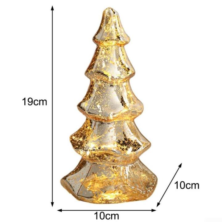 Exquisiter Glas-Weihnachtsbaum mit Lichtern, Glas-Weihnachtsbaum mit Lichtern, Tischplatte, dekorativer Weihnachtsbaum, Leuchtturm-Ornamente (C)