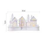 DCWW21 Lichtgevend kerstdorp van hout, 6 leds, warm wit licht, kerstdecoratie, winterdorp op batterijen (2 x AA), IP20 binnen, 6/18 uur timerfunctie, levensduur 10.000 uur