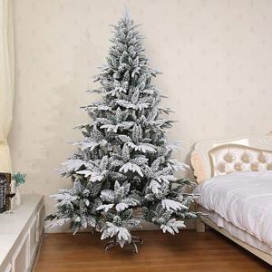 Weihnachtsbaum, Weihnachtsbäume, Ausverkauf, künstlicher, Flauschiger Weihnachtsschmuck aus Flock mit Ständer aus Metallkiefer (Farbe: Kiefer, Größe: 7 Fuß/210 cm) (Kiefer 10