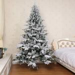 Weihnachtsbaum, Weihnachtsbäume, Ausverkauf, künstlicher, Flauschiger Weihnachtsschmuck aus Flock mit Ständer aus Metallkiefer (Farbe: Kiefer, Größe: 7 Fuß/210 cm) (Kiefer 9 
