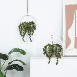 Kunstvetplanten, 2 stuks, hangende parelketting, plantenmand, kunstbloem, plant, voor binnen en buiten, bruiloft, feest, huis, tuin, wanddecoratie
