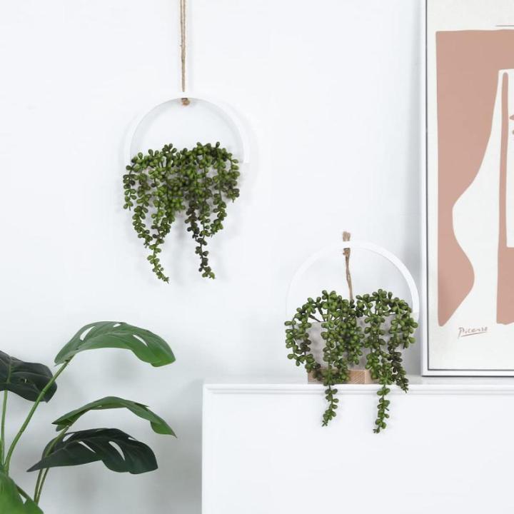 Kunstvetplanten, 2 stuks, hangende parelketting, plantenmand, kunstbloem, plant, voor binnen en buiten, bruiloft, feest, huis, tuin, wanddecoratie