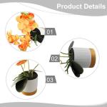 Künstliche Blume, Phalaenopsis-Bonsai-Dekoration, künstliche Orchidee, lebensechte künstliche Blume, Display in Weißgold-Topf (orange)