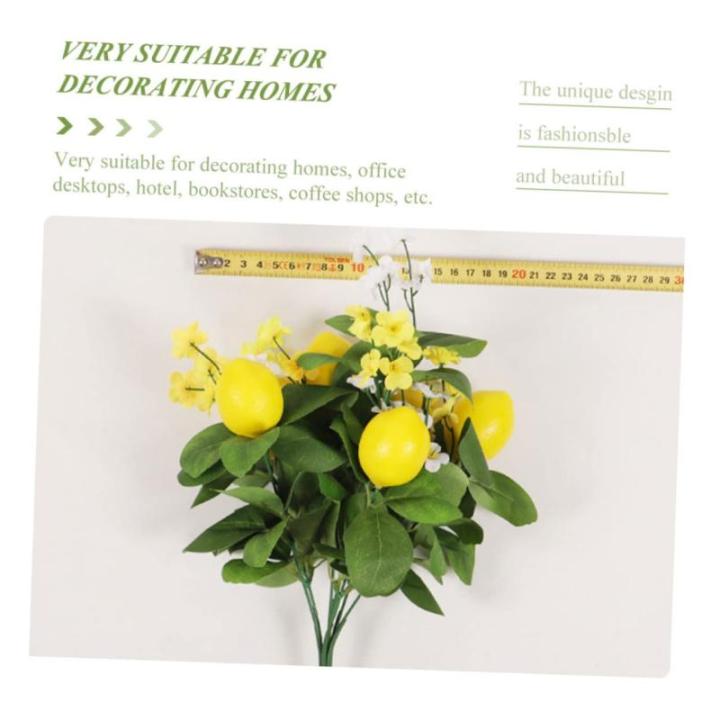 2St Zitronenstrauß künstlicher Zitronenbaum künstlicher Pflanzenstamm Zitronenblumenstrauß Künstlicher Zitronenzweig künstliche Zitrone blumig Künstliche Blumendekoration Sc
