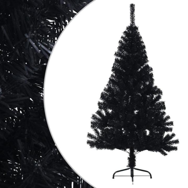 Kunstkerstboom met standaard, 150 cm, hoge kerstdecoratie, pvc en staal, zwart