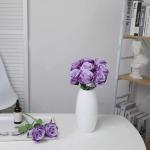 Kunstmatige Zijde Roos Bloem Enkele Stam Levensechte Nep Roos voor Bruiloft Boeket Bloemenarrangementen Huis Feest Bloemstuk Decoratie, 10 stuks (Verloop Licht Paars)