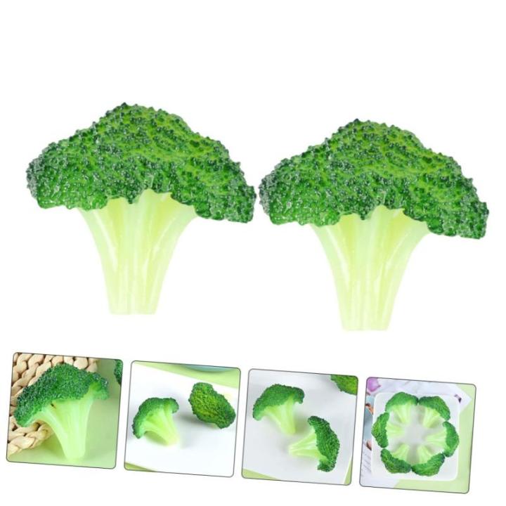 4 Sätze Brokkoli-Modell Künstliche Gemüsescheibe Brokkoli-Spielzeug Simulation Lebensmittelmodell Requisiten Präsentieren Simuliertes Lebensmittelmodell PVC Green 3 Stück * 4