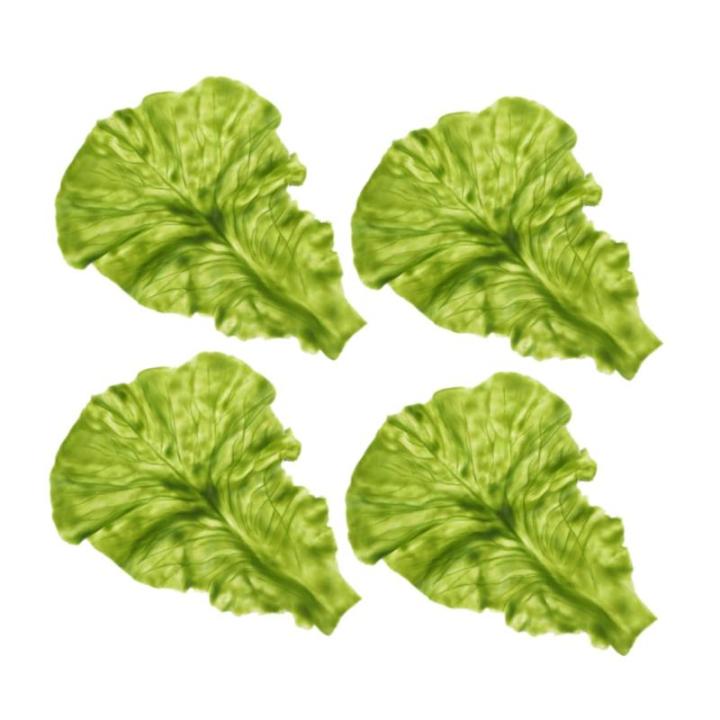 2 Sätze Salat-Requisite Simulation Salatblätter Gemüseblatt-Requisite Künstliche Salatblätter Simulation Von Salatblattmodellen Gemüsestütze Lebensmitteldekor Green PVC 4 St